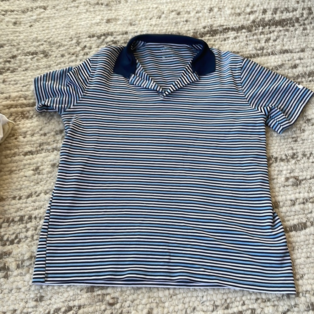 Never worn Nike Blue striped dry-fit polo